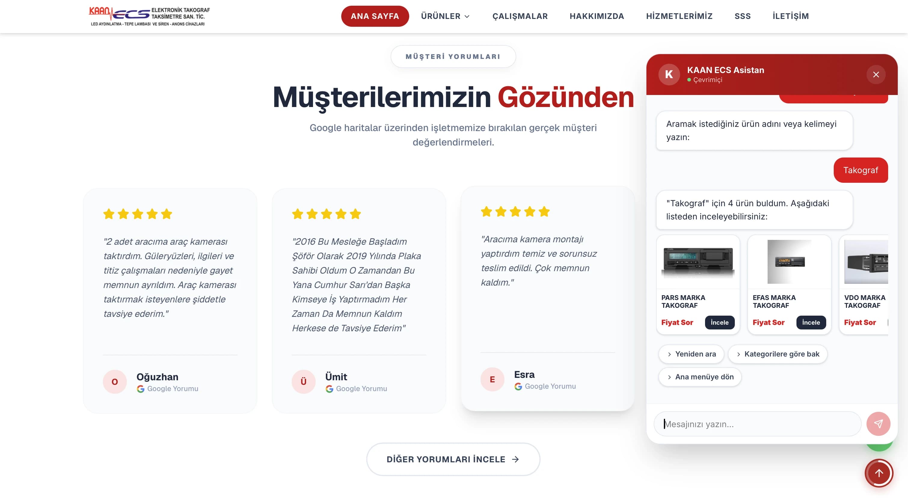 KAAN ECS Asistan — ürün adına göre arama yapıp anında sonuç listeleyen yapay zeka chatbotu.