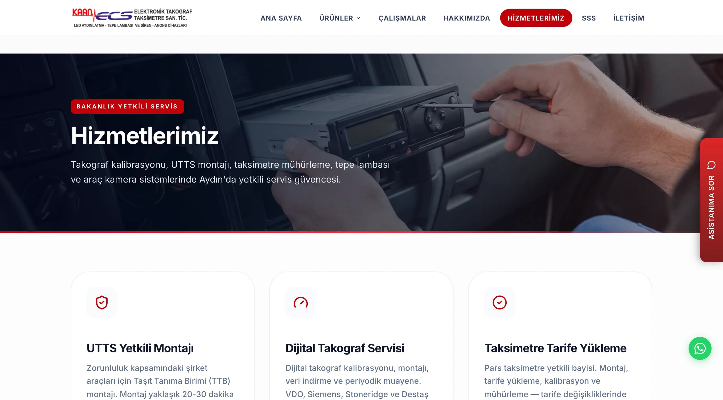 Services — authorized services such as UTTS installation, digital tachograph service, and taximeter tariff loading.